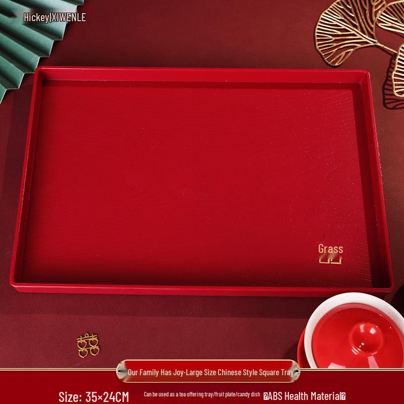 Rotes Hochzeitsverlobungs-Obst- und Süßigkeiten-Tablett-Set für die Teezeremonie