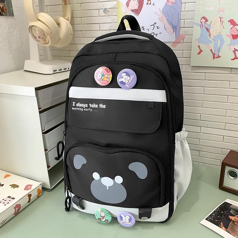 New High-value Harajuku Fresh and Sweet Candy-colored Bear Backpack, Lightweight and Large-capacity Backpack for Junior High School Students
