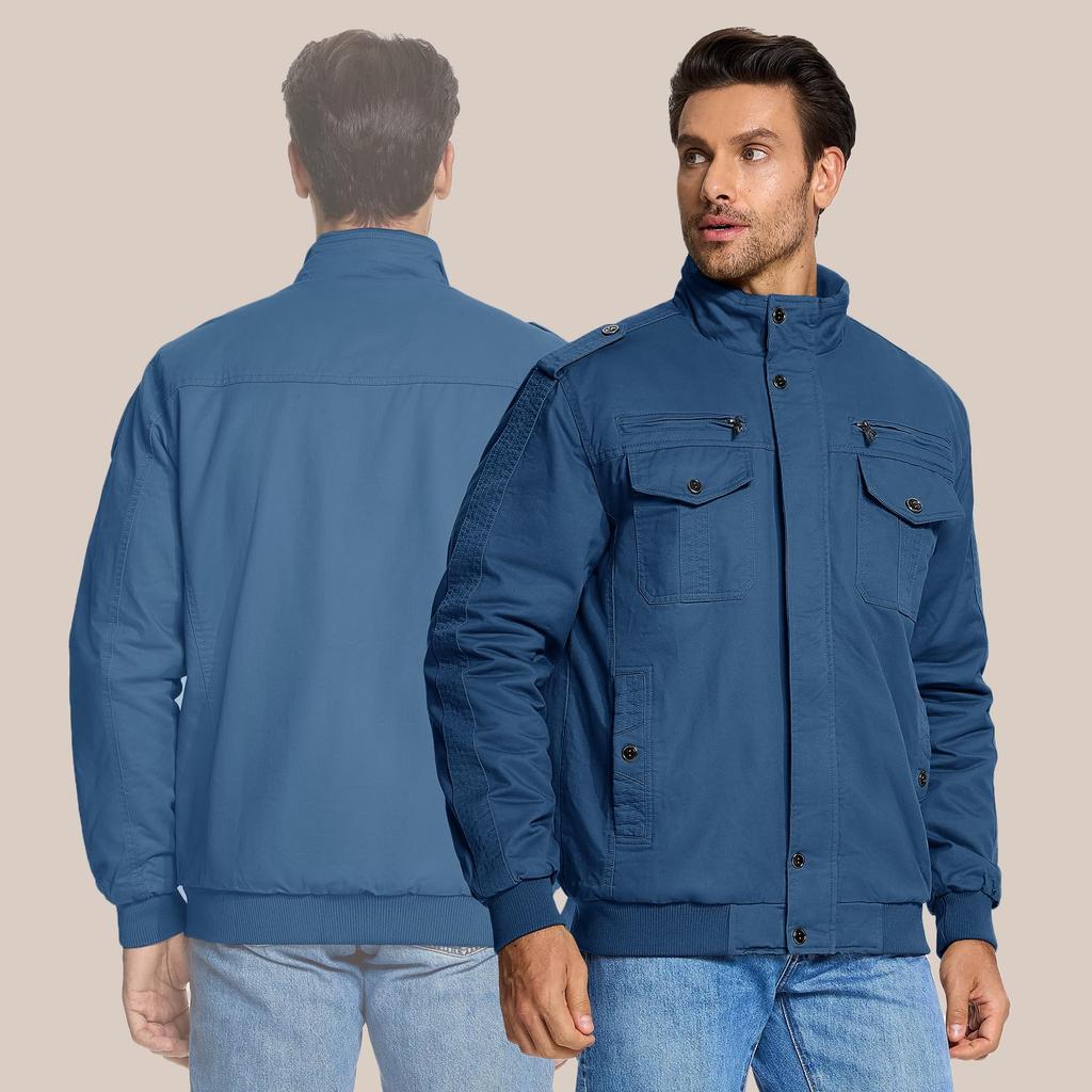 KEFITEVD Winter Motorcycle Windproof and Workwear Stylish Warm and Thermal Mod Coat with and Fleece Dark Size 3XL Men's Jacket, Cold-Resistant,