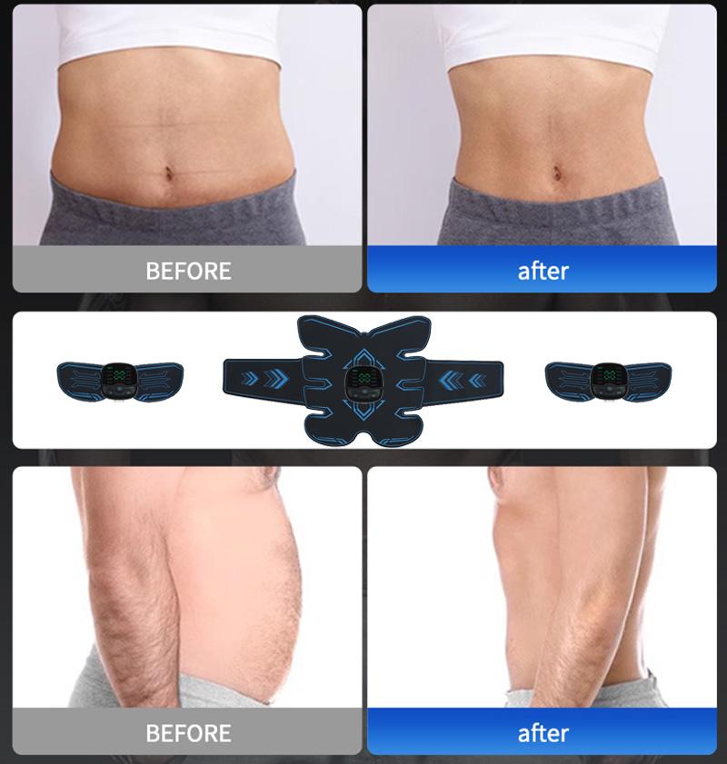 EMS Wireless Muscle Stimulator Trainer Belt Abs Toner Body Slim Workout Electric Weight Loss Stickers Fat Burn Home Gym Fitness