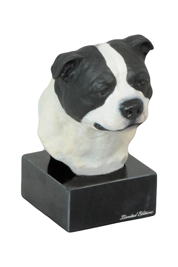 Staffordshire'i bullterjer, Staffy - maalitud kujuke, kuju, kuju, kunstniku valmistatud, kaubamärk Art-Dog