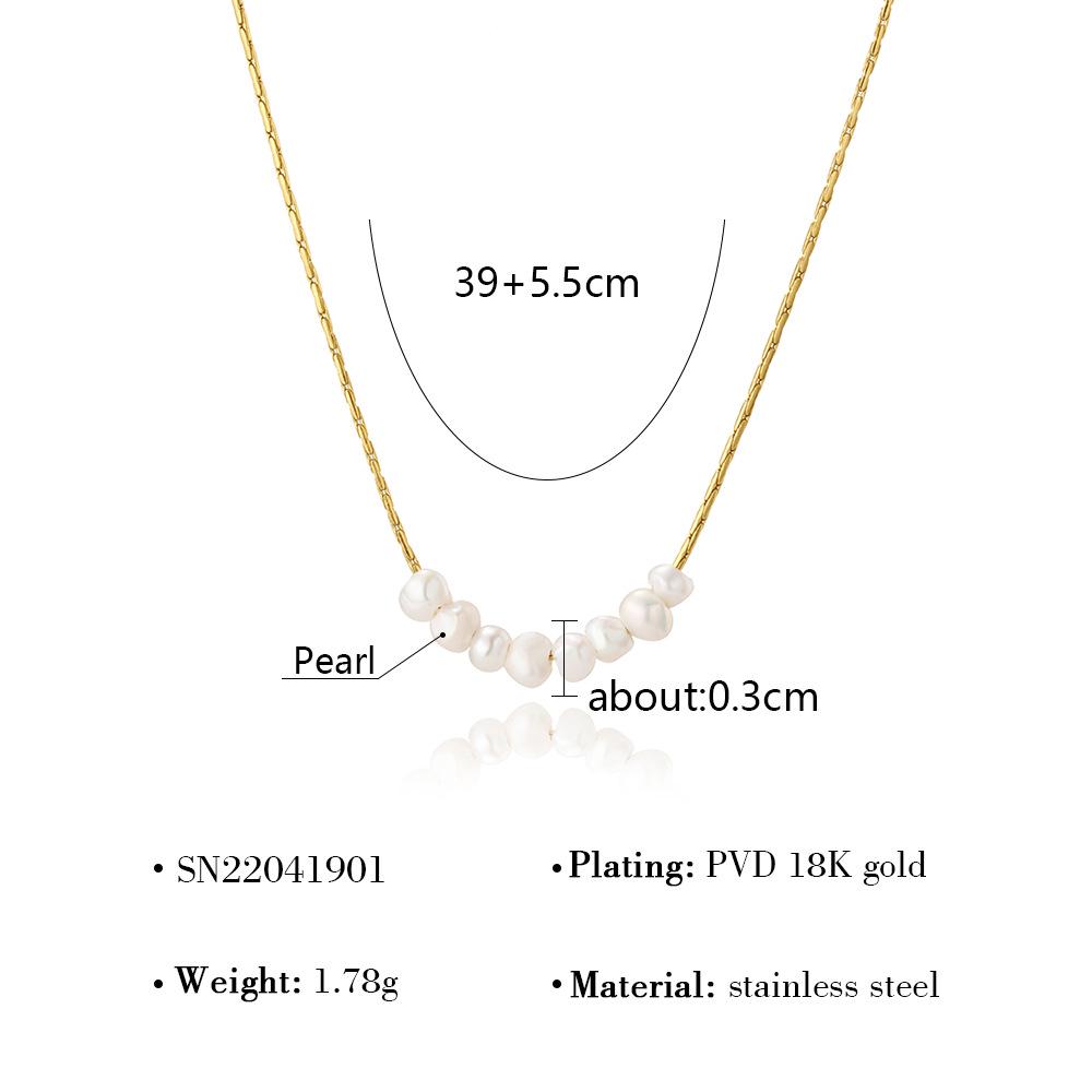 

Ожерелье-ключица из пресноводного жемчуга - Высококачественная бижутерия из титановой стали, не тускнеющая, для женщин