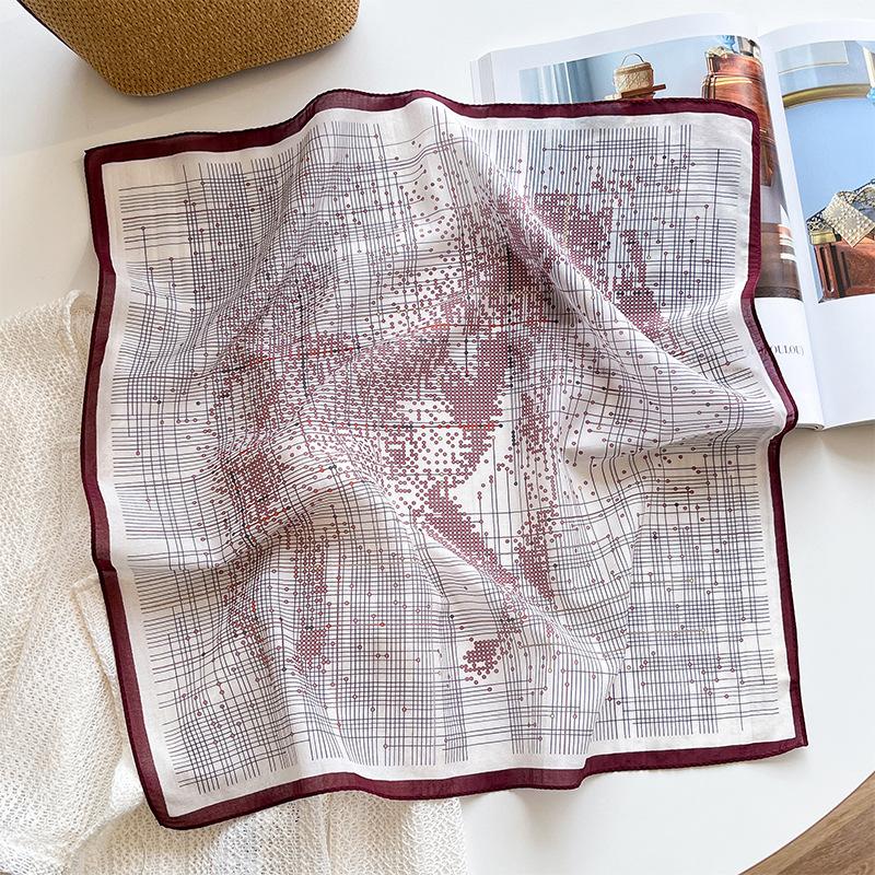 Spring and summer thin mulberry silk silk cotton square scarf women s versatile breathable silk cotton silk scarf high-end silk cotton scarf 53cm