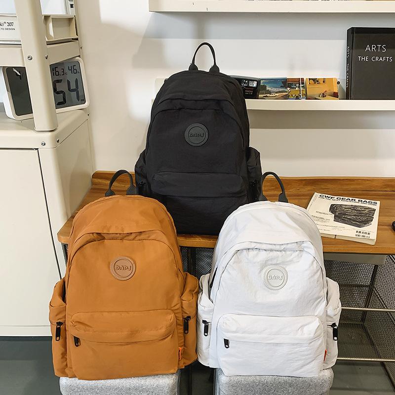 Schoolbag Outdoor Casual Backpack Women's Retro Lightweight Mountaineering Bag Solid Color Simple School Bag Large Capacity Backpack Women's College 