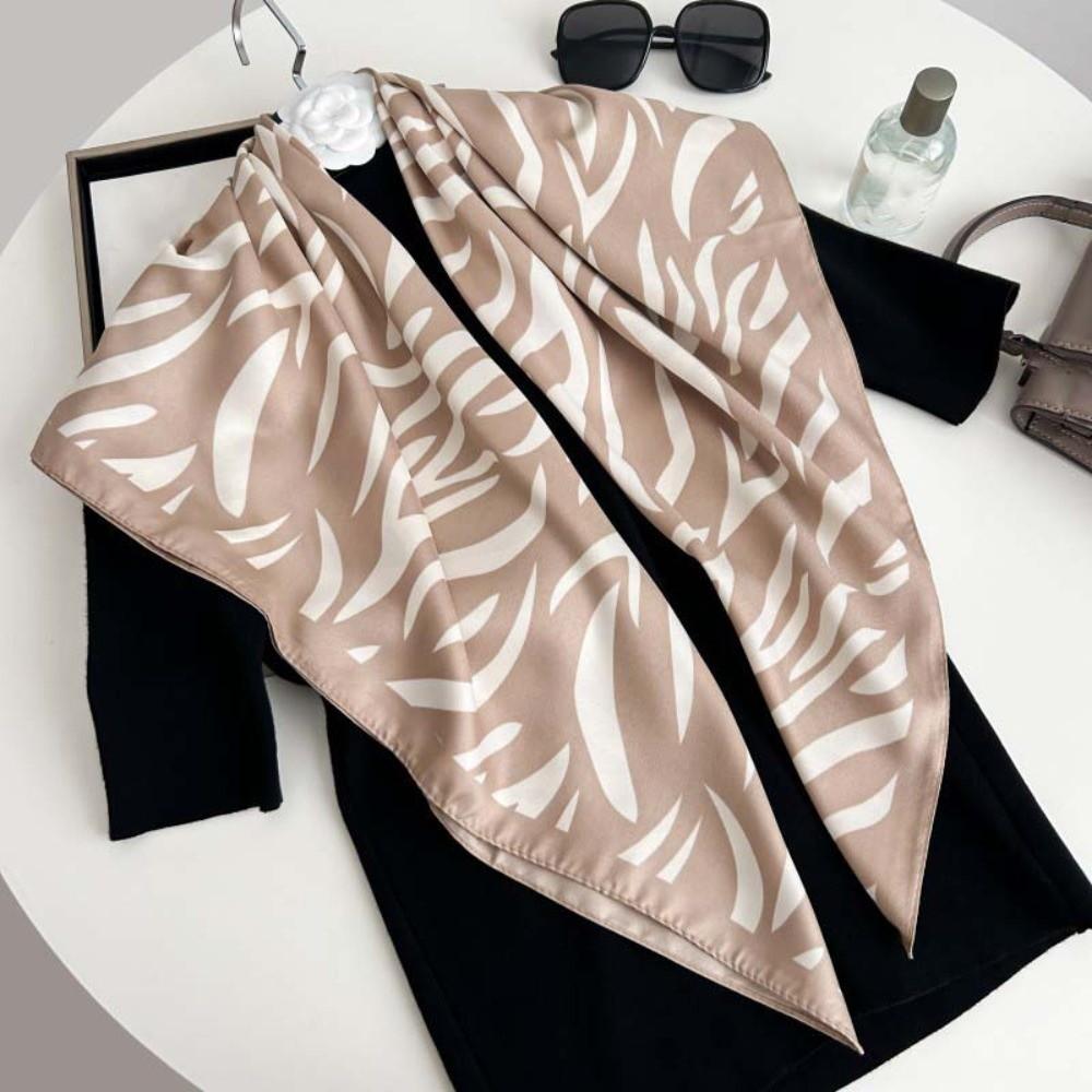 Patterned Shawl 90 CM Square Scarf Lightweight Printed Silk Scarf Stripes Square Headscarf  Women