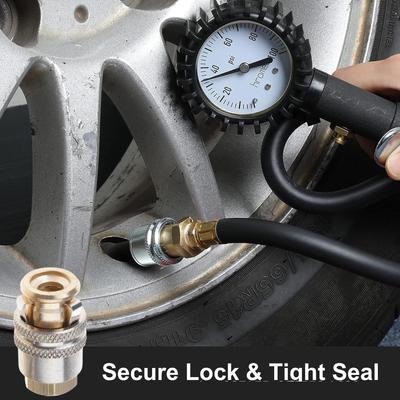 Brass Self Locking Tire Air Chuck Tire Inflator Clip Simple To Use Designed for Leak Proof Performance & Easy Operate