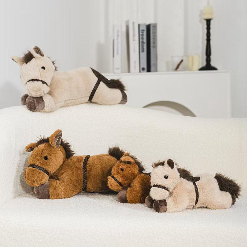 Lying Posture Style Horse Plush Toy Stuffed Animal Horse Toy Home Decor  Favor Farm Props Sofa Backrest Floor Flat