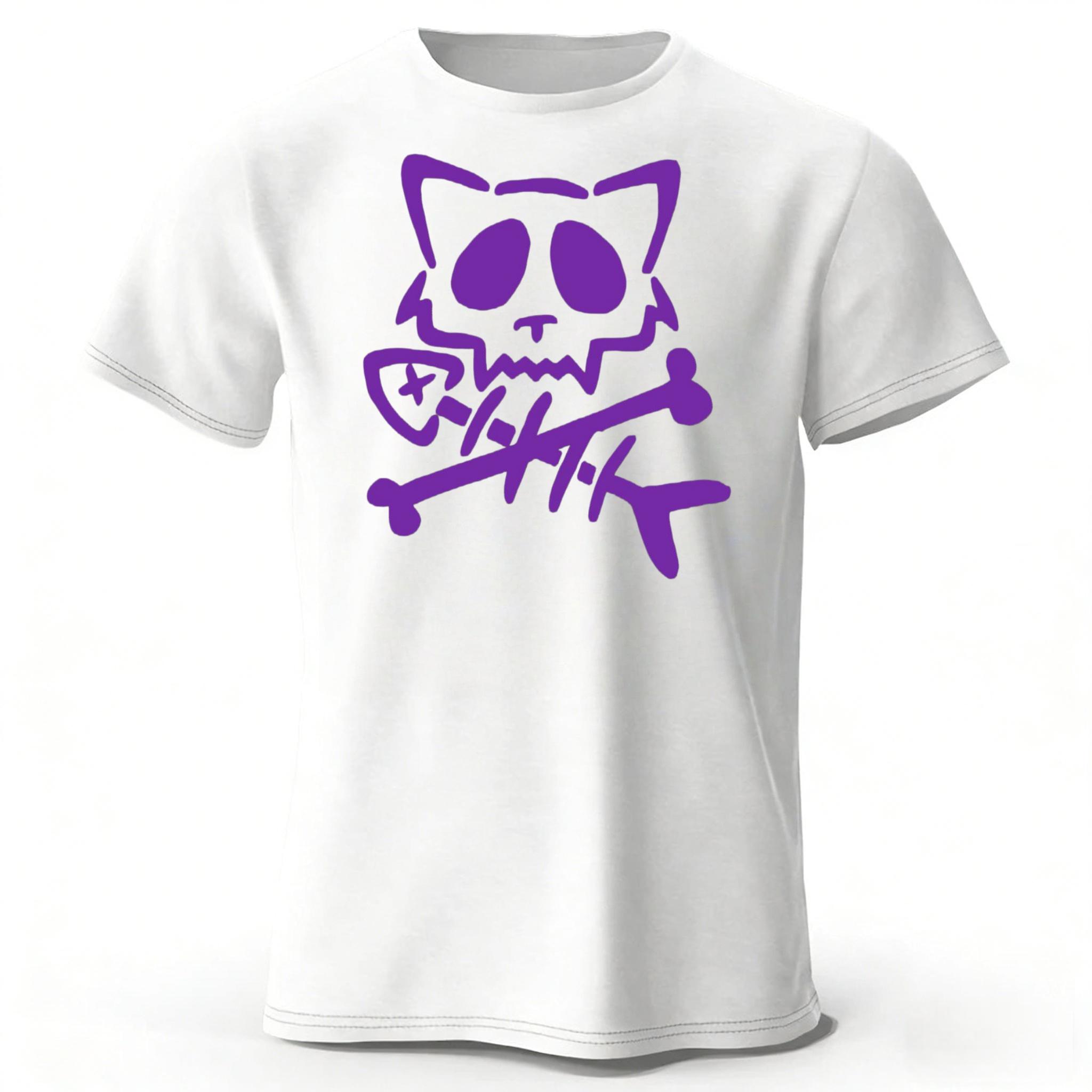 

Funny Skeleton Cat New High Quality Cotton Short Sleeved Mens Loose Large Comfortable Sports Tshirt Daily Street Casual Top 4XL