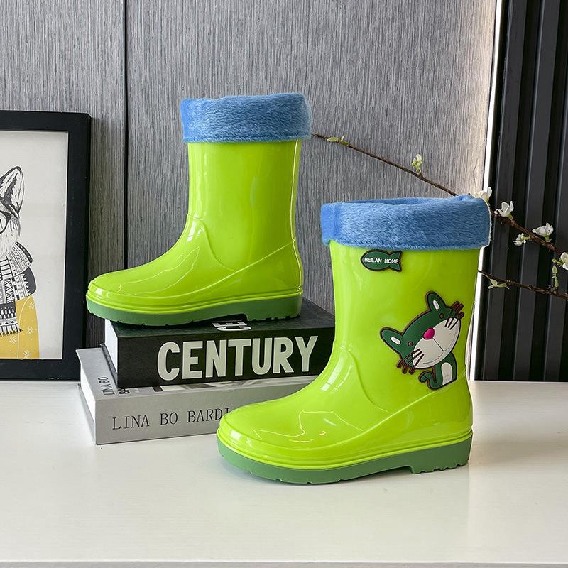 Kinder Regenstiefel Fleecegefüttert Wasserdichte Gummistiefel