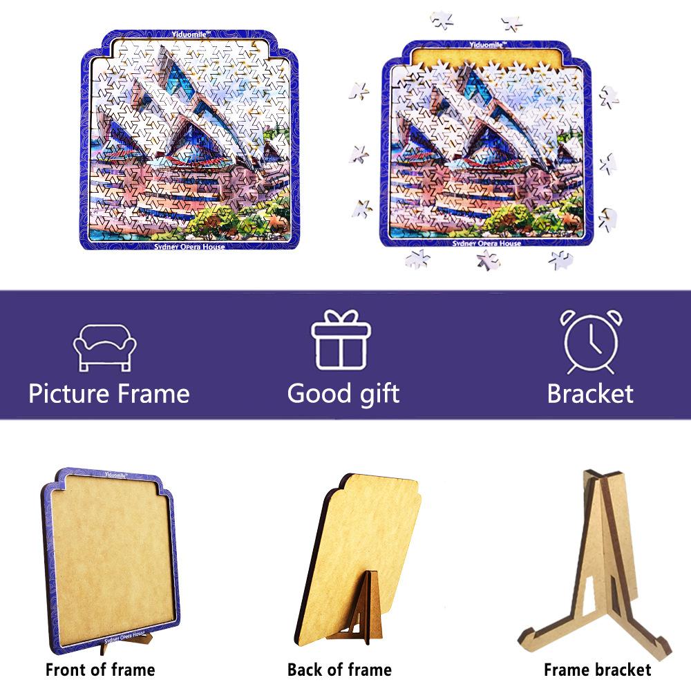 Sydney Opera House Wooden Shaped Irregular Puzzle Science Puzzle Adult Children Hand-Eye Coordination Development Intelligence