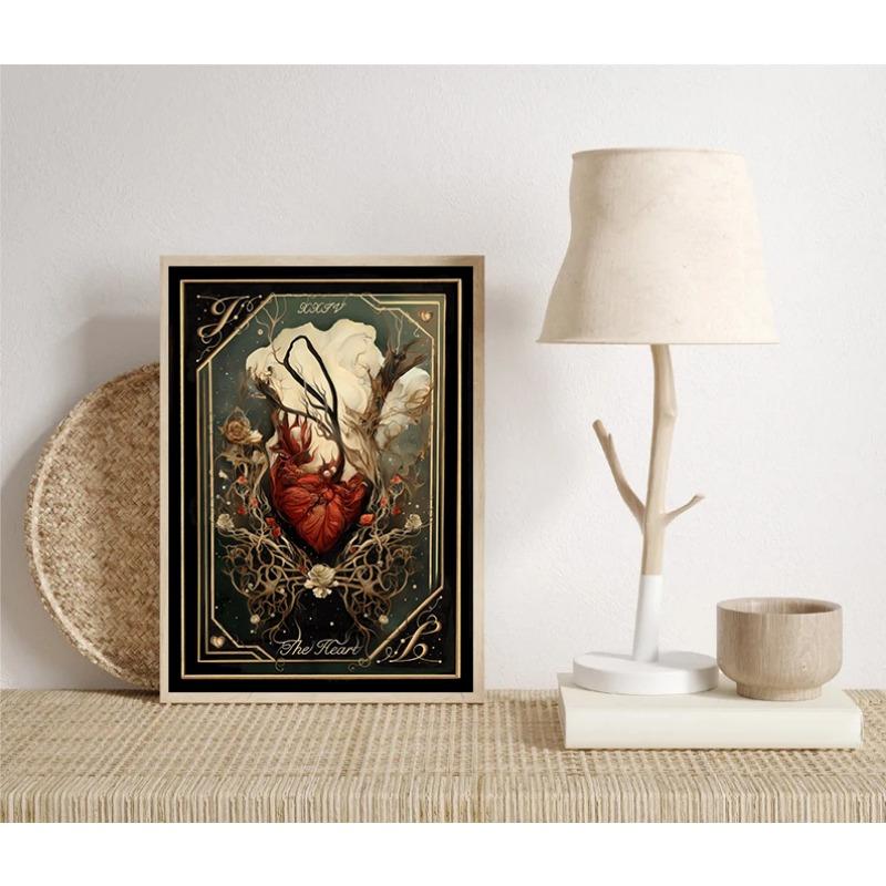 Vintage The Lovers,Sun,Star,Moon,Heart Tarot Card Poster And Prints Canvas Painting Wall Art Pictures Home Room Decor Gift