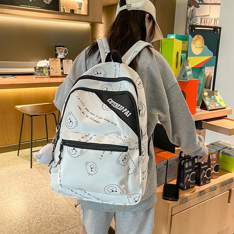 

New cute bear sweet backpack girl fashion small fresh travel backpack junior high school student schoolbag