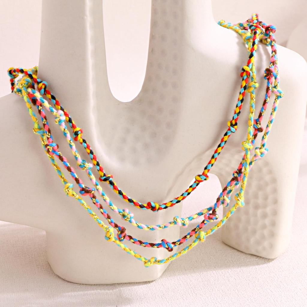 Colorful Dopamine Hot Girl Beach Necklace - European & American Style Cotton Rope Chain