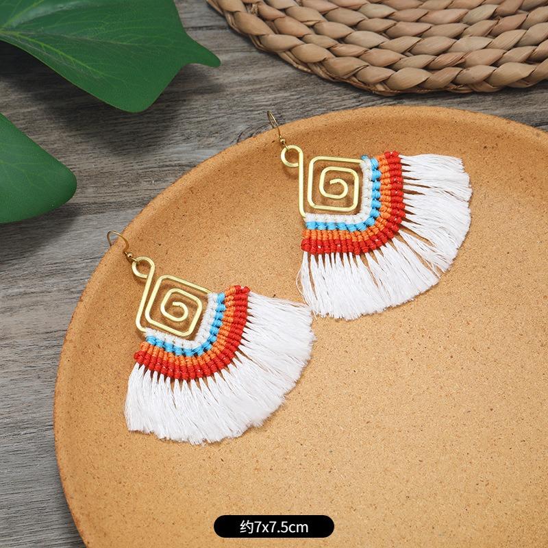 Niche Design Woven Earrings Bohemian Retro Resort Style Personality Temperament Handmade Earrings