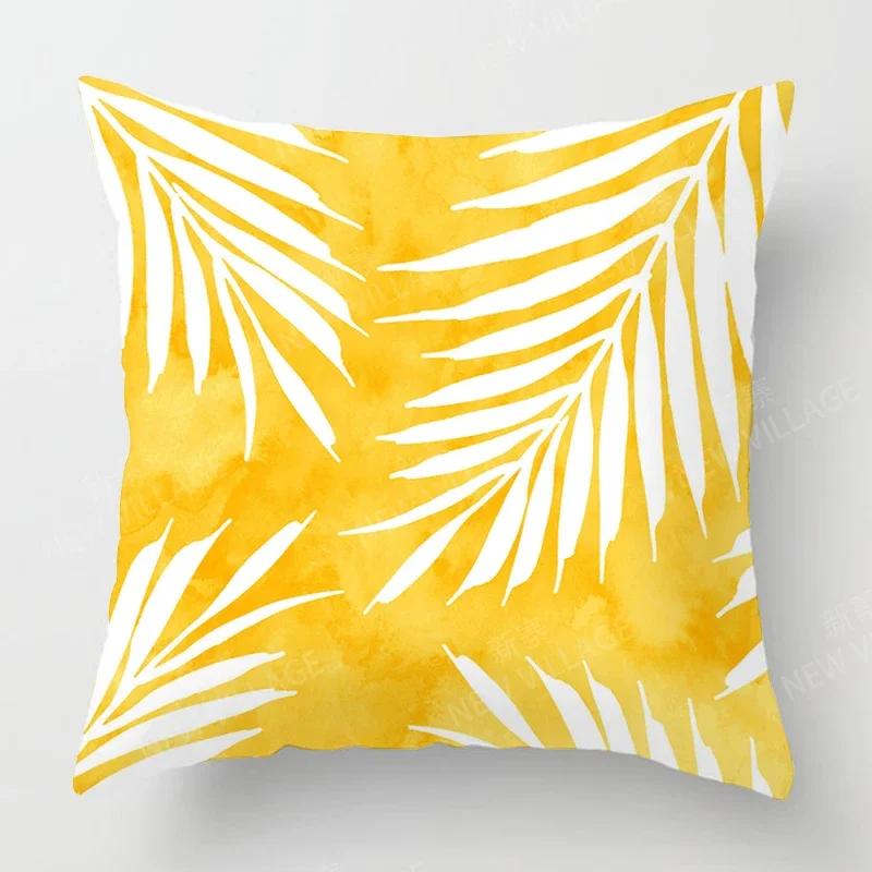 Gelbe Geometrische Muster Kissenbezug Mit Kurzem Plüschdruck Für Wohnzimmer Sofa Dekoration Kissenbezug Kissenbezüge