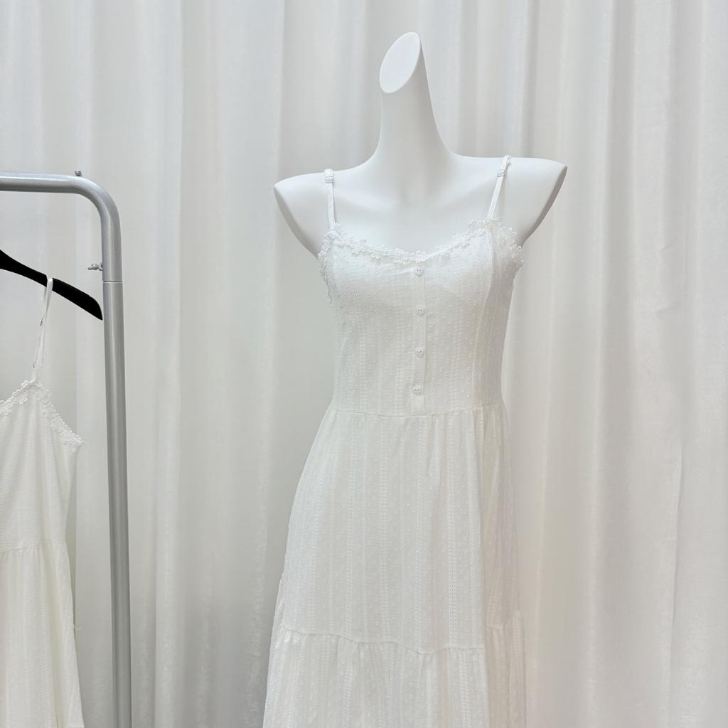 [Real shot] First love travel white suspender long dress for women's summer seaside vacation wear small white dress dress
