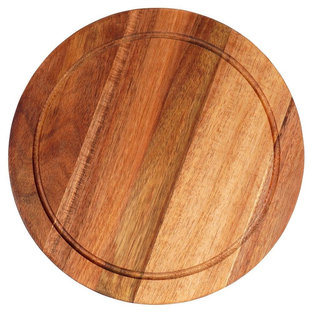 Deska Kuchenna Do Krojenia Serwowania Drewniana Okrągła Akacja 25 Cm