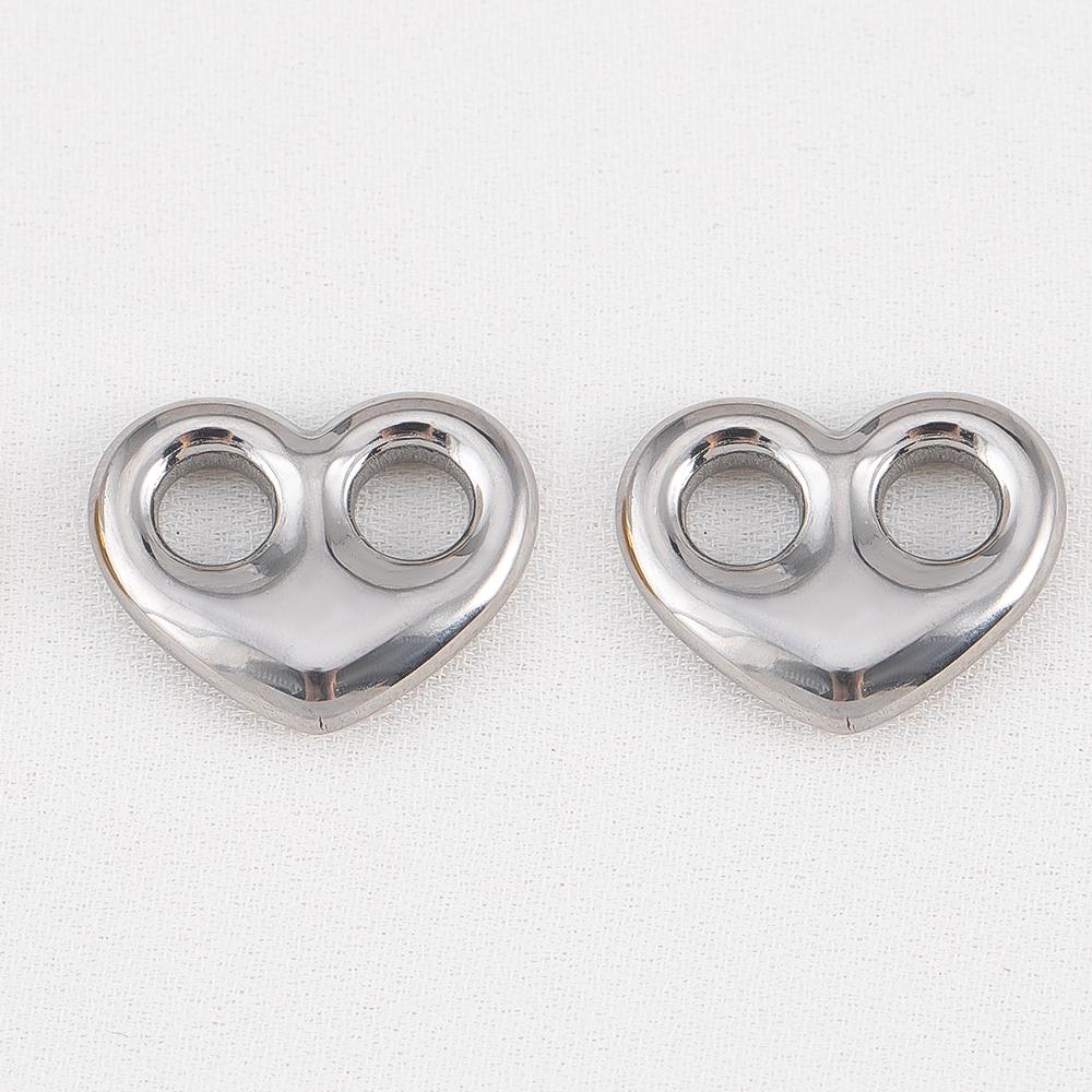 5pcs Stainless Steel Double Hole Love Heart Charms Gold Plated Hearts Pendant for DIY Jewelry Findings Necklace Earring Supplies