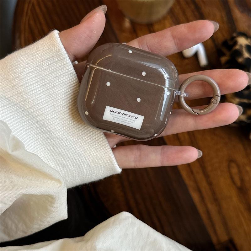 Autumn and winter rice coffee brown polka dot AirpodsPro1 earphone case for Apple 1/1/1 generation wireless Bluetooth case