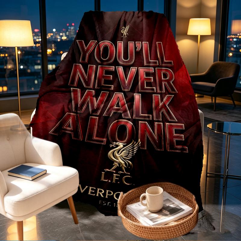 Liverpool F.C. Print Decke - Weich & Bequem, für Schlafzimmer, Reisen, Sofa, Heimdekoration - Geburtstags-Weihnachtsgeschenk für Freund