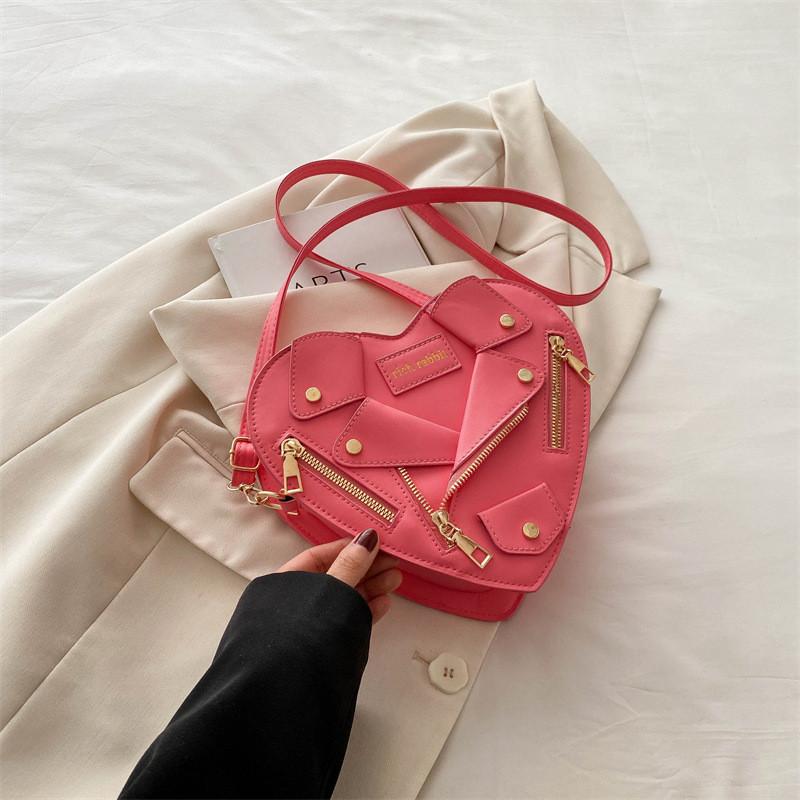 Chic Heart-shaped Shoulder Bag Stylish 2024 Korean Fashion Pu Material For Trendy Girls