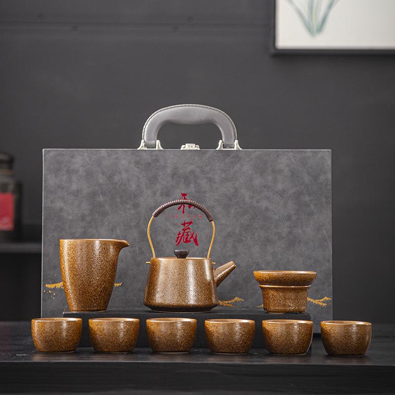 

Антикварный чайный сервиз с эффектом печной глазури, подарочная коробка для старших, легкая роскошь, премиум-класс, полный набор подарков на новоселье, открытие, бизнес-мероприятие