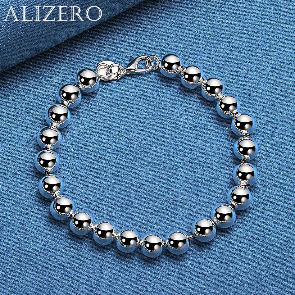 ALIZERO 925 Sterling Silver Round Beads Bracelets For Women Men Trend Birthday Gifts Fashion Party Fine Jewelry