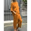 Women's Shirt Set2025 Summer New Arrival Women's Plus Size Cotton Linen Shirt Outfit High Waist Loose Pants