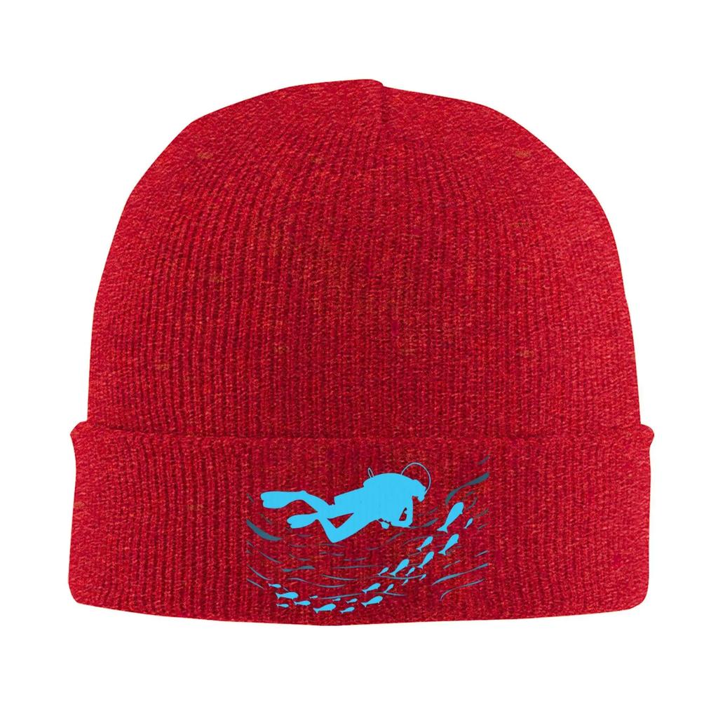 Custom Scuba Diving  Skullies Beanies Caps Streetwear Winter Warm Unisex Women Knit Hats Unisex Adult Ocean Diver Bonnet Hat