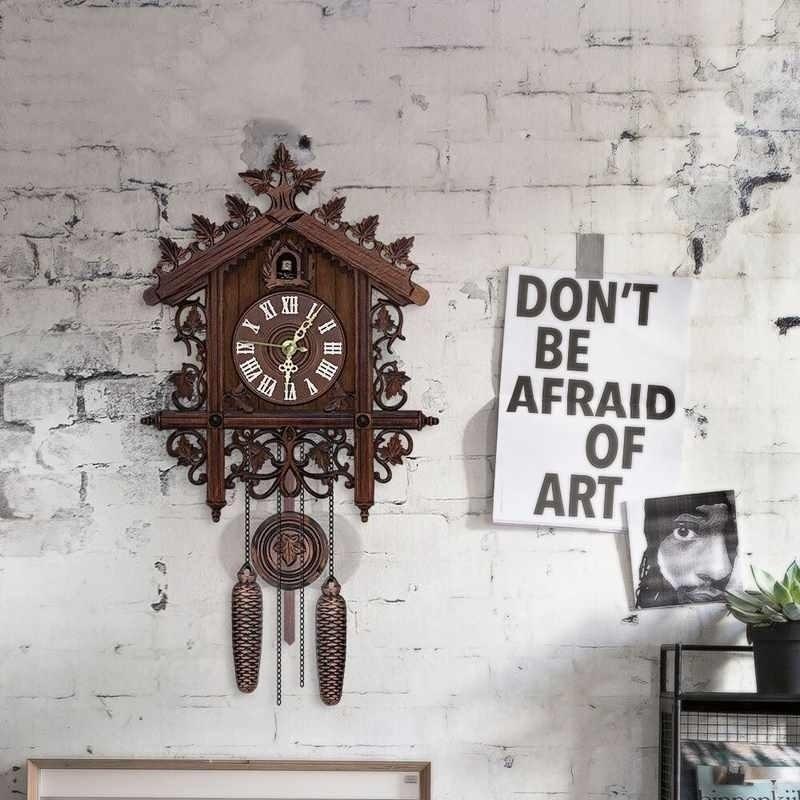 Handcraft Wood Clock House Style Wall Clock Art Vintage Home Decoration