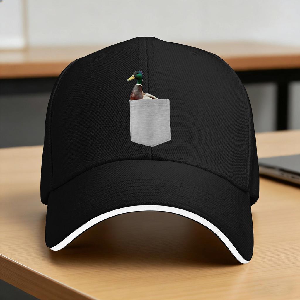 Your Pocket Funny Mallard Duck Peeking Ou Baseball Cap Vintage Female Male Design Hiking Fishing Baseball Caps Gift Idea