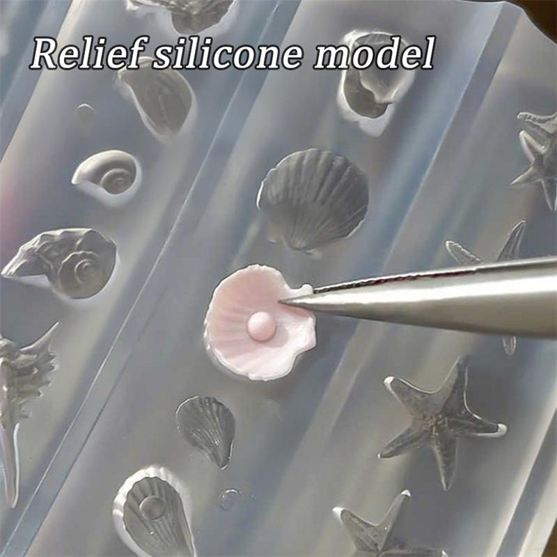Summer Sea Shell Theme Silicone Mold For 3D Carving Nail Art Mold Manicure Salon Diy Resin Craft Making Mold Solft Silicone Mold