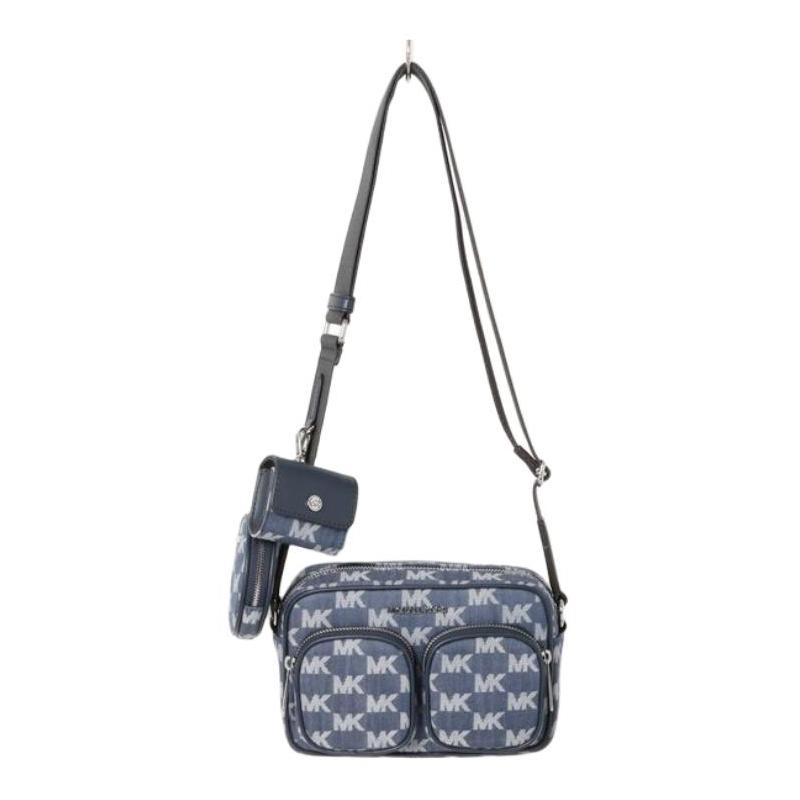 Michael Kors Jet Set Item Logo Printed Shoulder Strap Adjustable Crossbody Shoulder Bag Medium Women's Blue