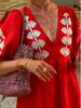 Vestido Casual Holgado para Mujer con Escote en V, Mangas Abullonadas y Espalda Descubierta 2025