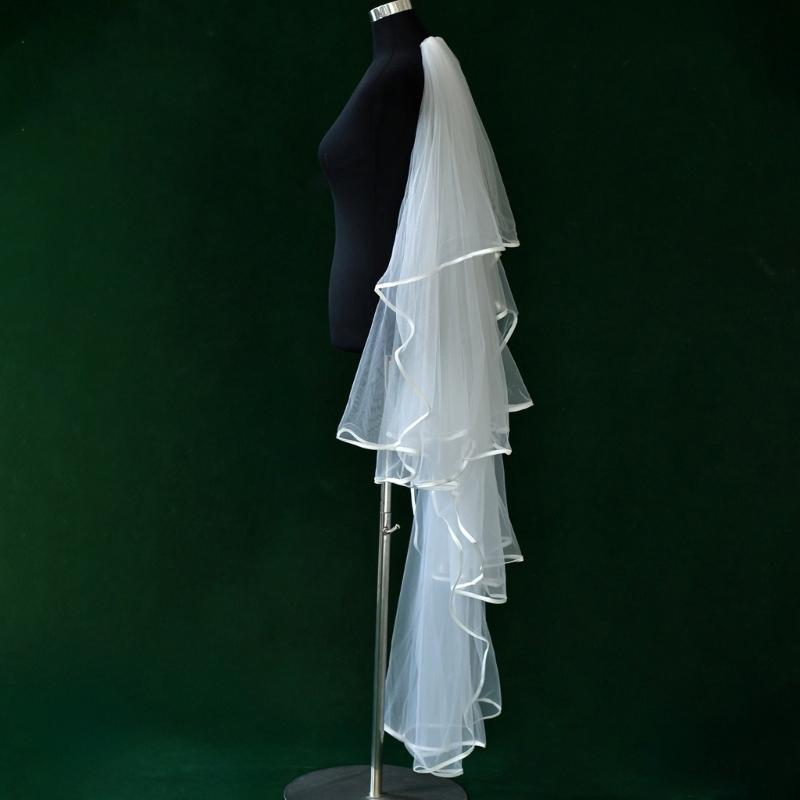 Tiered Wedding Veils Shoulder Back Coverage Breathable Tulle Bridal Veils Headpiece WithInvisible Hair Pin for Wedding