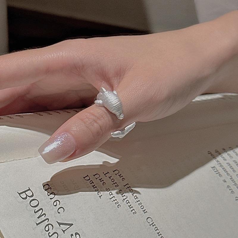 925 Sterling Silver Rings For Women Geometric Fine Jewelry Finger Adjustable Geometric Dolphin Ring For Party Birthday Gift