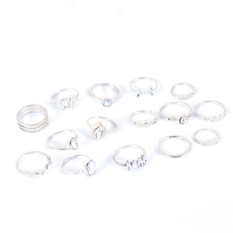 Bohemian European & American Women's 15-Piece Ring Set