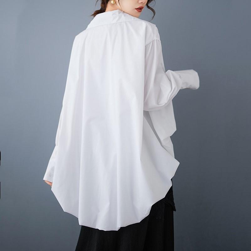 Long Sleeve Plus Size Vintage Asymmetric Shirts & Blouses for Blouse Casual Loose Spring Autumn Tops Women Shirt