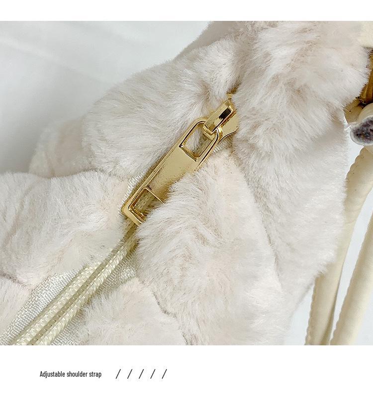 Women's Plush Shoulder Bag - 2025 Fashionable Versatile Furry Underarm Handbag with Niche Design