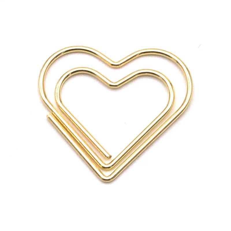 Gold Heart-Shaped Paperclip Set with Color Box - Cute and Creative Office Stationery
