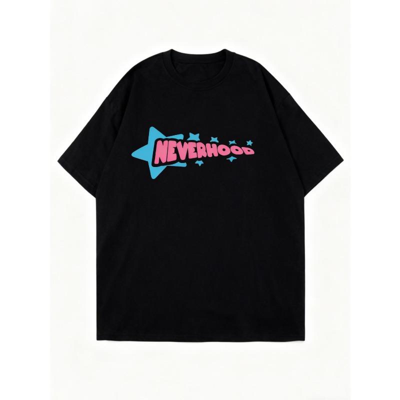 Czarny T-shirt Oversize z Graficznym Nadrukiem Neverhood do Noszenia na Co Dzień