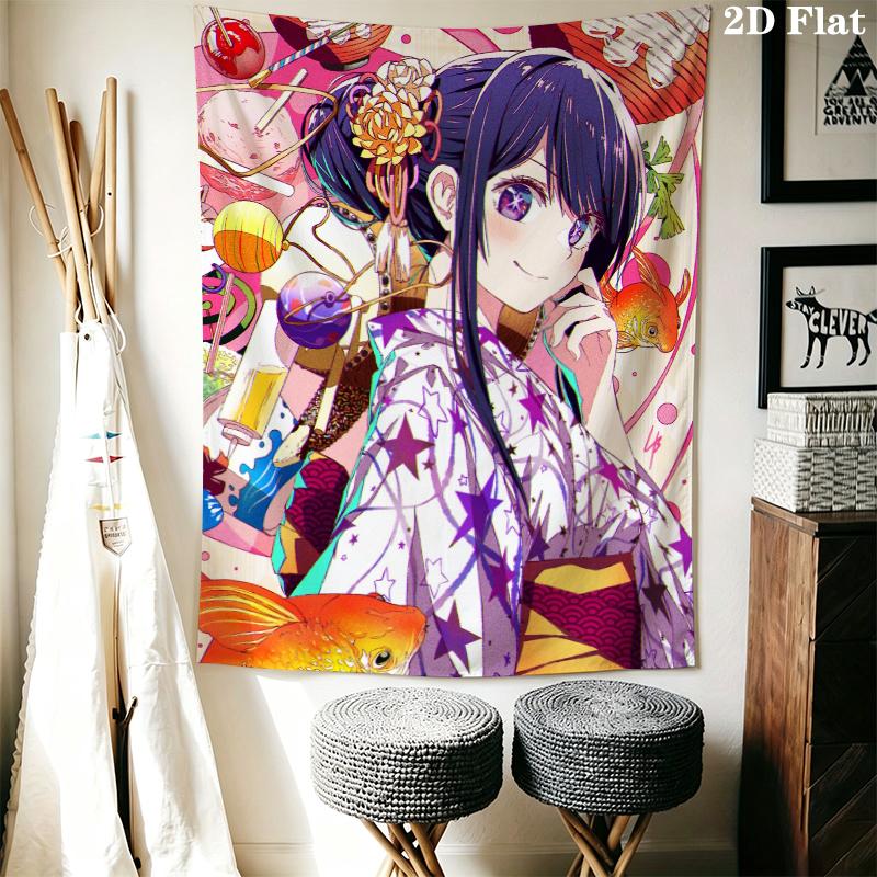 Oshi no K Wall Tapestry Aesthetic Wall Hanging Printed Fabric Blanket Decorative Tapestries for Bedroom Living Room Home Decor