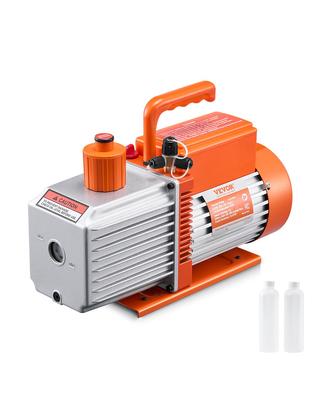 Vacuum Pump, 254 L/min(9 CFM), HVAC 2 Stage Rotary Vane Vacuum Pump, for R134a R22 R410a Systems, Auto AC Vacuum Pump Kit with Oil Bottle