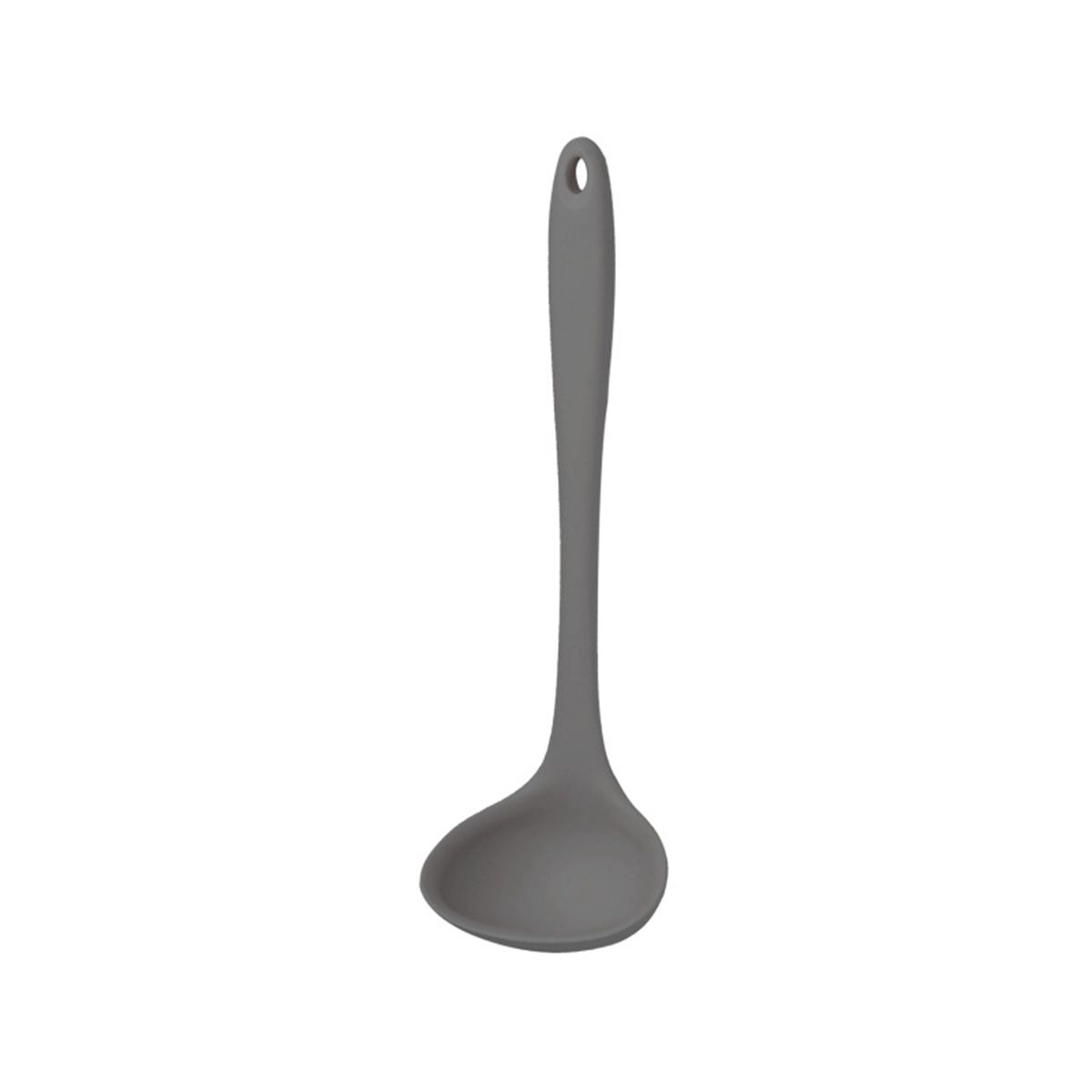 

Heat Resistant Kitchen Non-stick Silicone Curved Handle Tableware Soup Ladle Serving Spoon Scoop серый