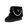 Fashion Platform Heightened Fleece Warm Snow Boots for Women Winter New Round Toe Fuzzy Booties Thickened Beaded Cotton Shoes
