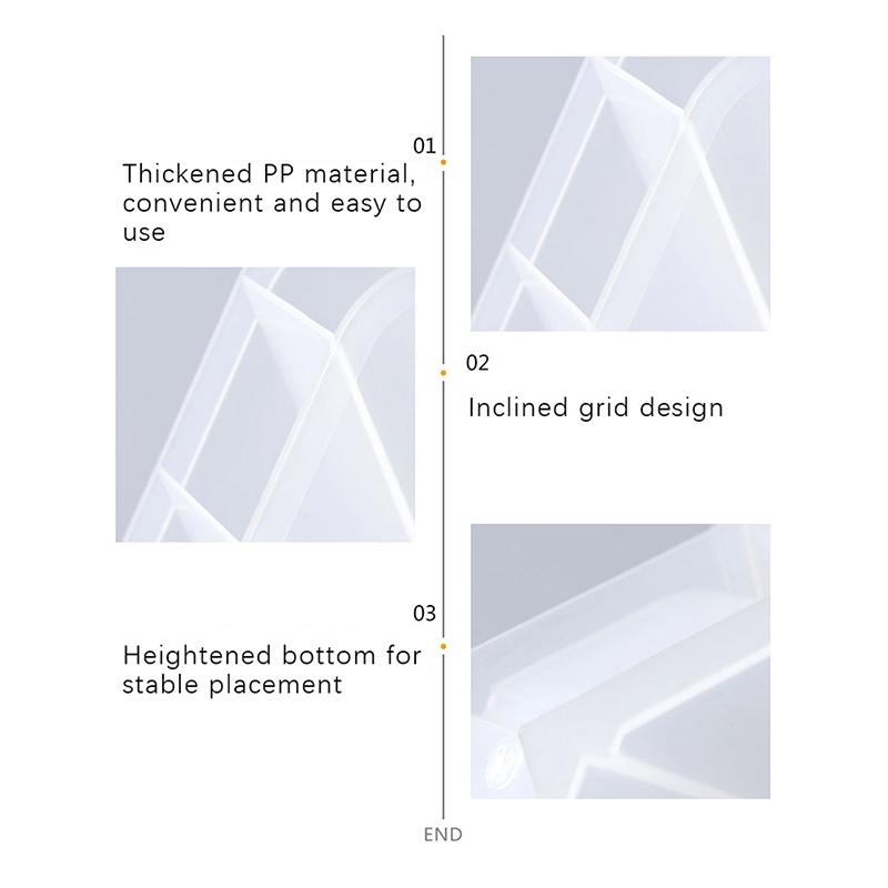 Desktop Transparent Frosted Pen Holder Inclined Makeup Brush Lipstick Storage Box Multi-Functional Stationery Storage Box