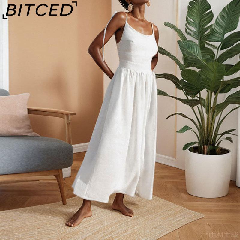 

BITCED Женское весеннее платье: Элегантное и чувственное платье-халтер с открытой спиной на бретелях XXXL белый