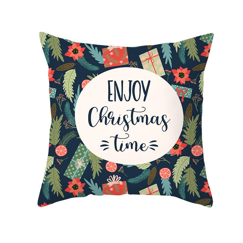 Cartoon Print Christmas Pillow Cover Office Sofa Cushion Pillow Cover Cross-border Home
