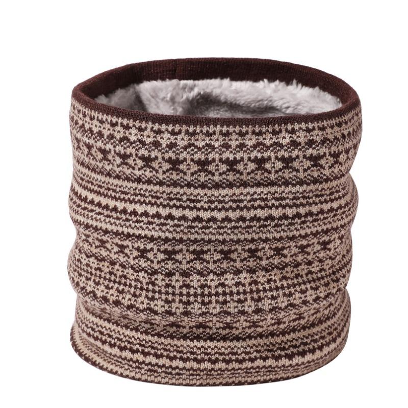 New neck cover men's windproof and warm Fair Island classic color winter scarf velvet thickened knitted scarf