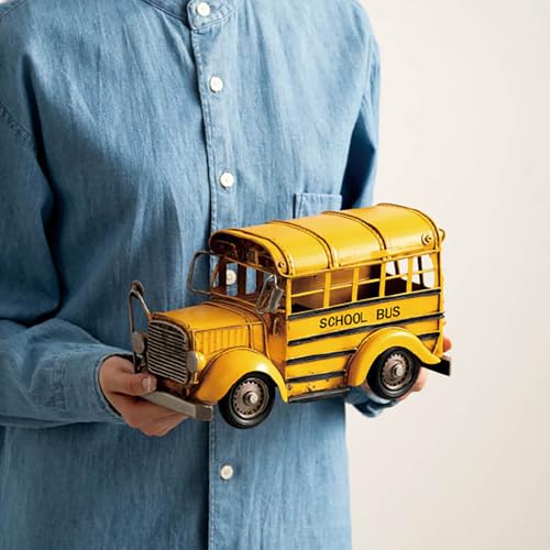 HEADS BRZ-INT17 Yellow Tin School Bus Interior Decoration, 265mm W x 125mm D x 165mm H, 1 Piece